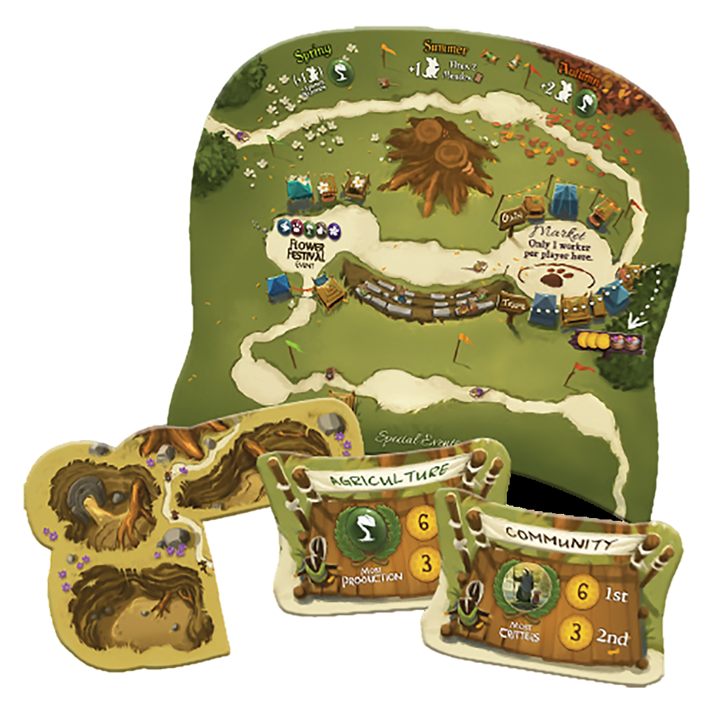 Family Strategy Board Game Box Tiles and Map