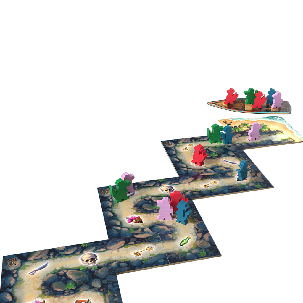 Cartagena: Escape Diaries Board Game Meeples on Map Tiles
