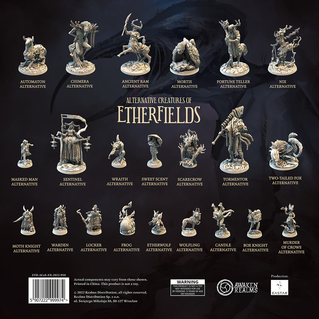 Etherfields: Alternative Creatures of Etherfields Fantasy Board Game Expansion Box Back