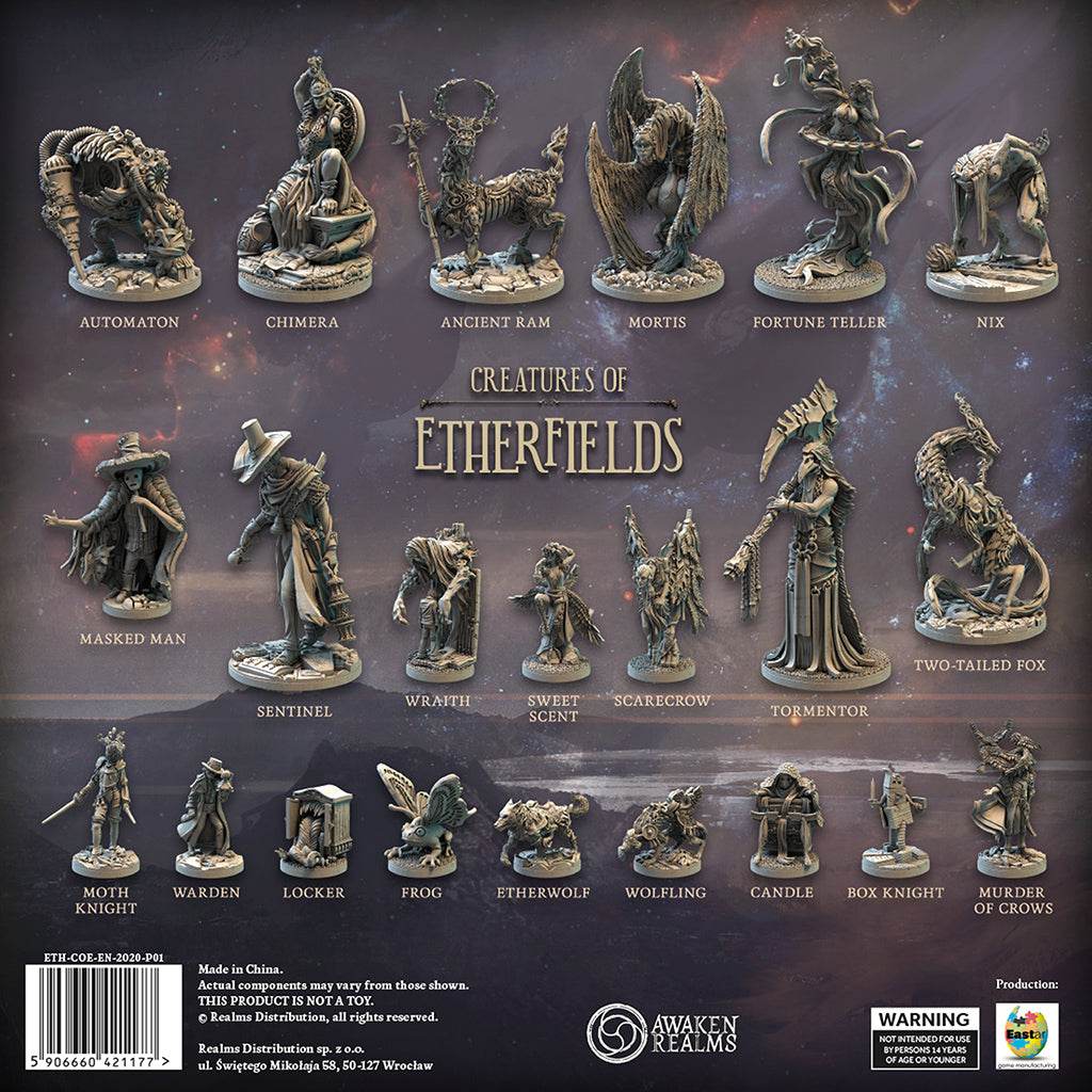 Etherfields: Creatures of Etherfields Fantasy Board Game Expansion Box Back