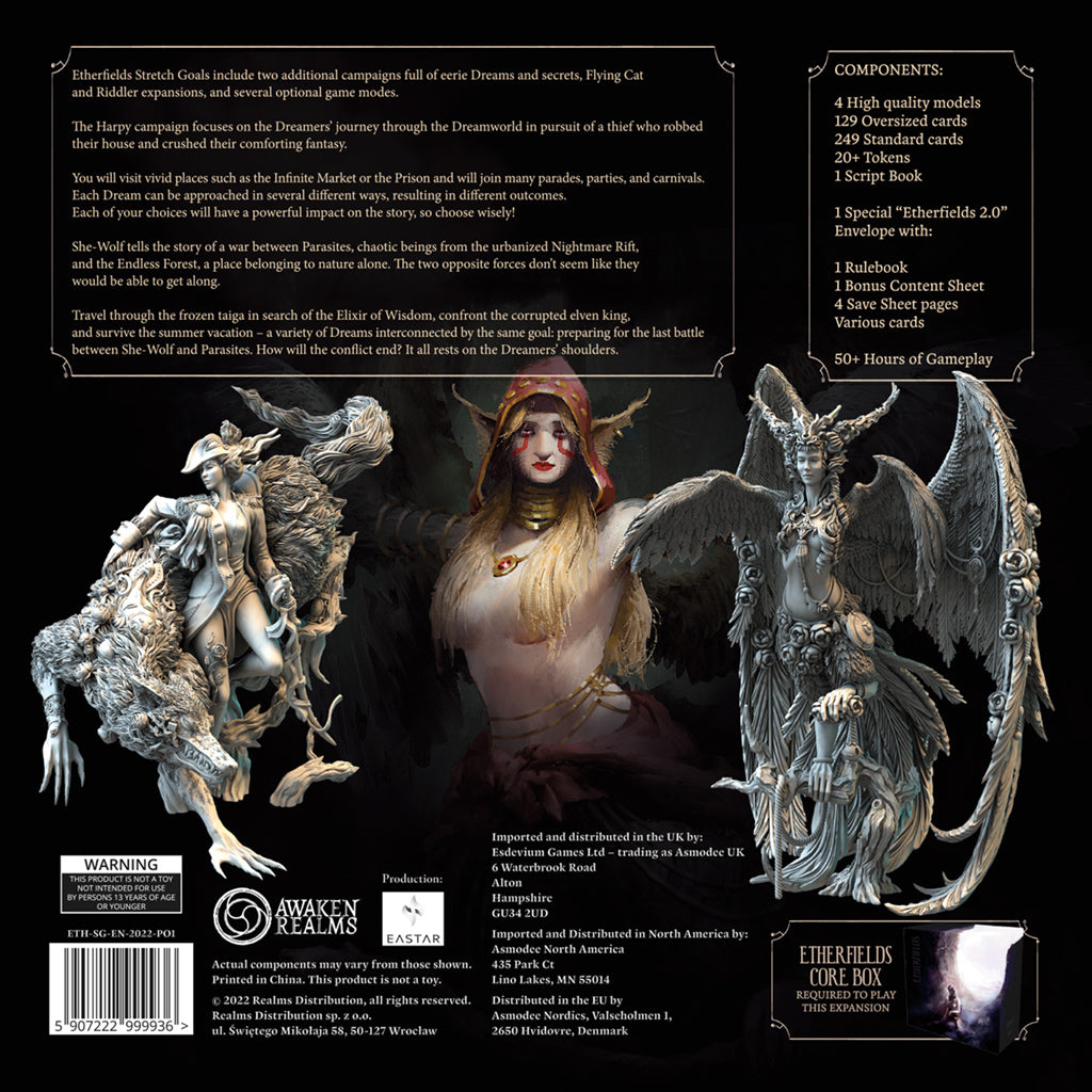 Etherfields: Stretch Goals Fantasy Board Game Expansion Box Back