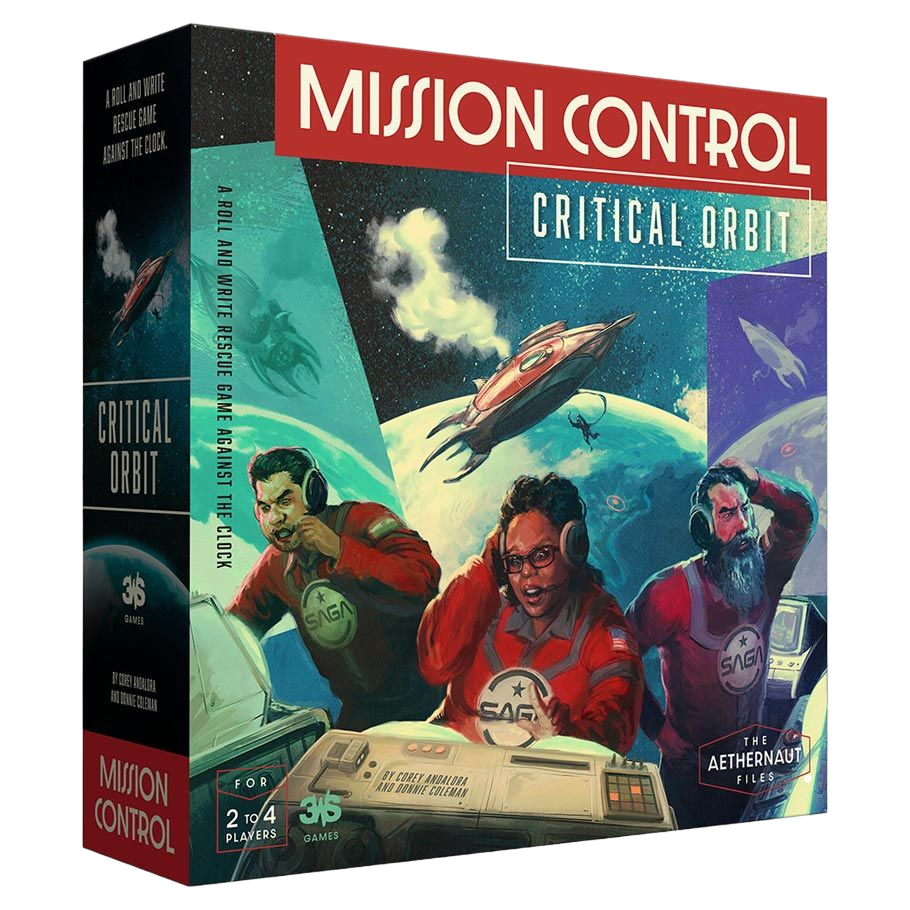 Mission Control: Critical Orbit cooperative, roll and write board game box front
