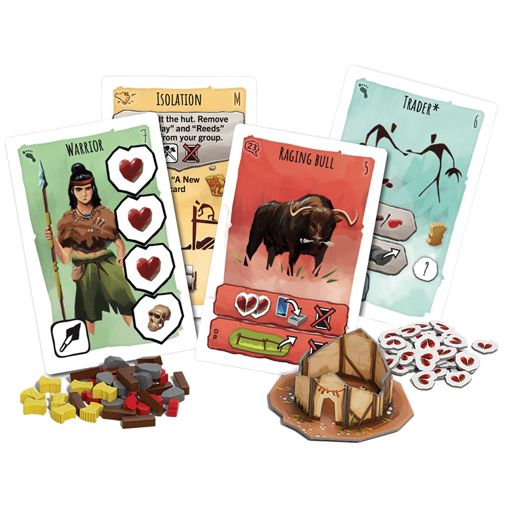 Paleo A New Beginning Expansion cooperative strategy board game miniatures tokens and cards