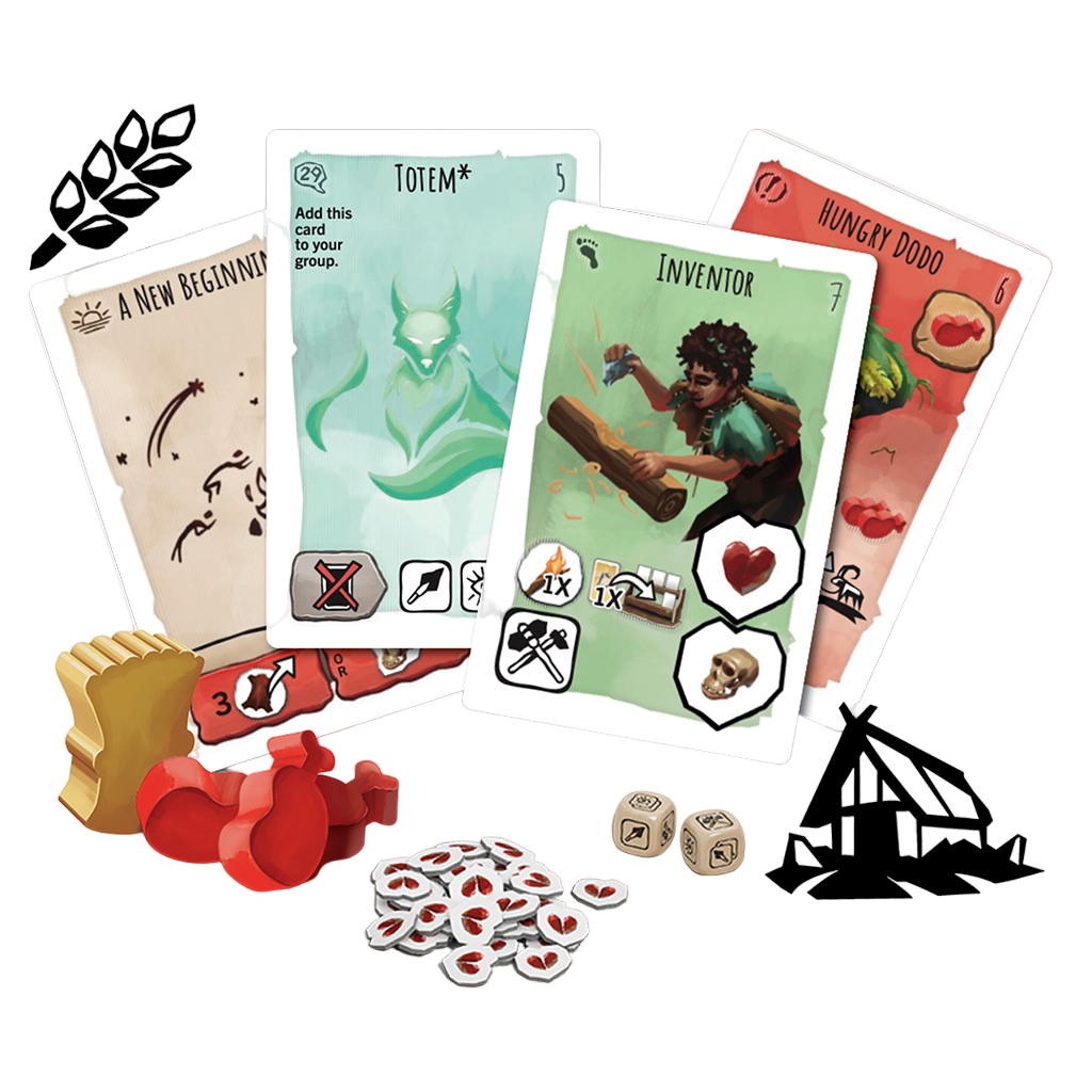 Paleo A New Beginning Expansion cooperative strategy board game meeples and cards