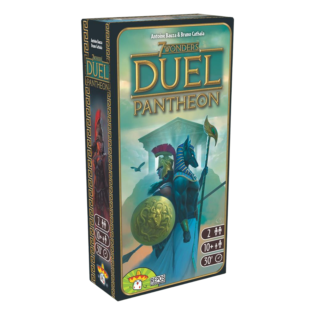 7 Wonders: Duel - Pantheon Board Game Expansion Box Font