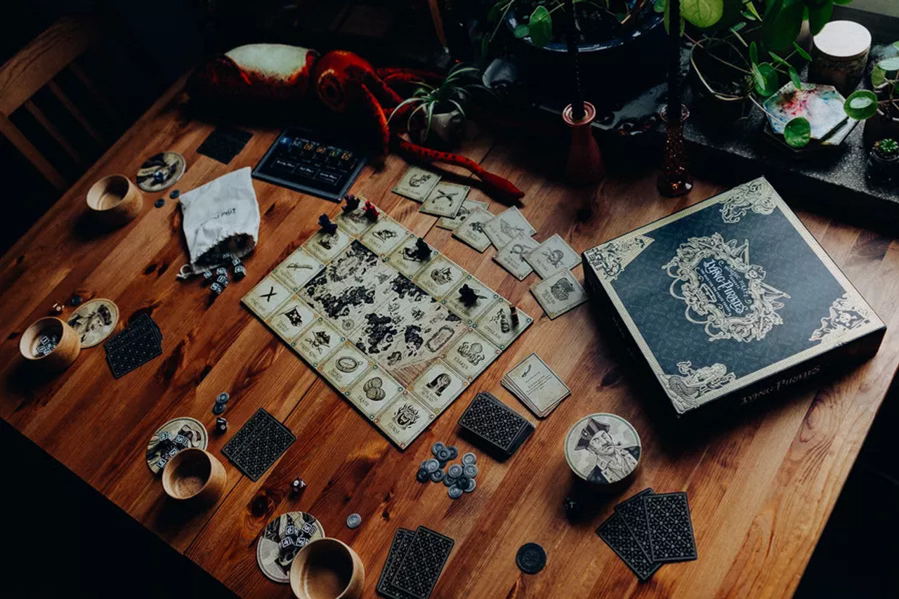 Lying Pirates: The Race for the Pirate Throne - Deluxe Edition strategy board game play set up on table