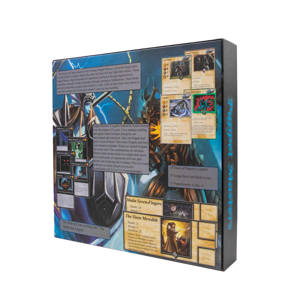 Puppet Masters card game box back