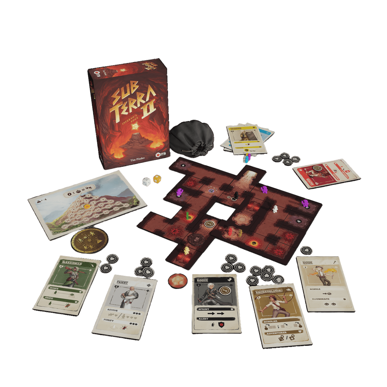 Sub Terra II: Inferno's Edge strategy board game play set up