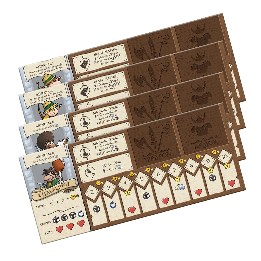 Munchkin Dungeon side quest crawling funny board game character mats