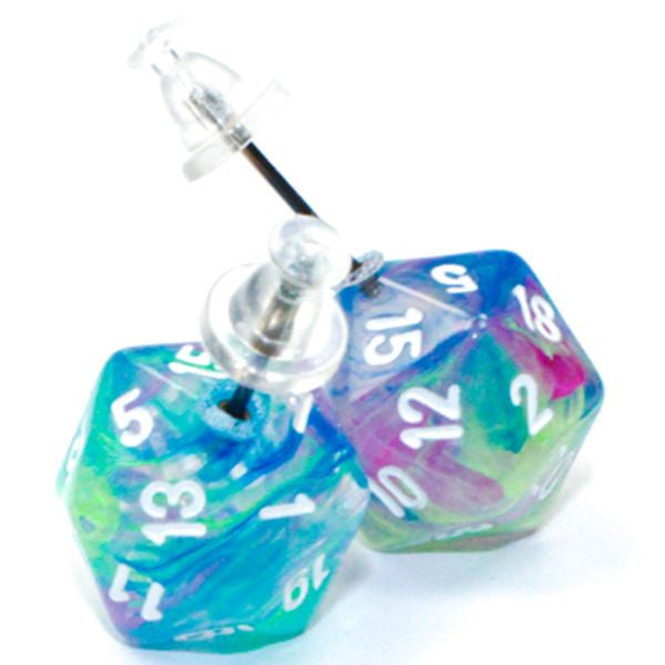 Stud Earrings Nebula Nocturnal Mini d20 Pair