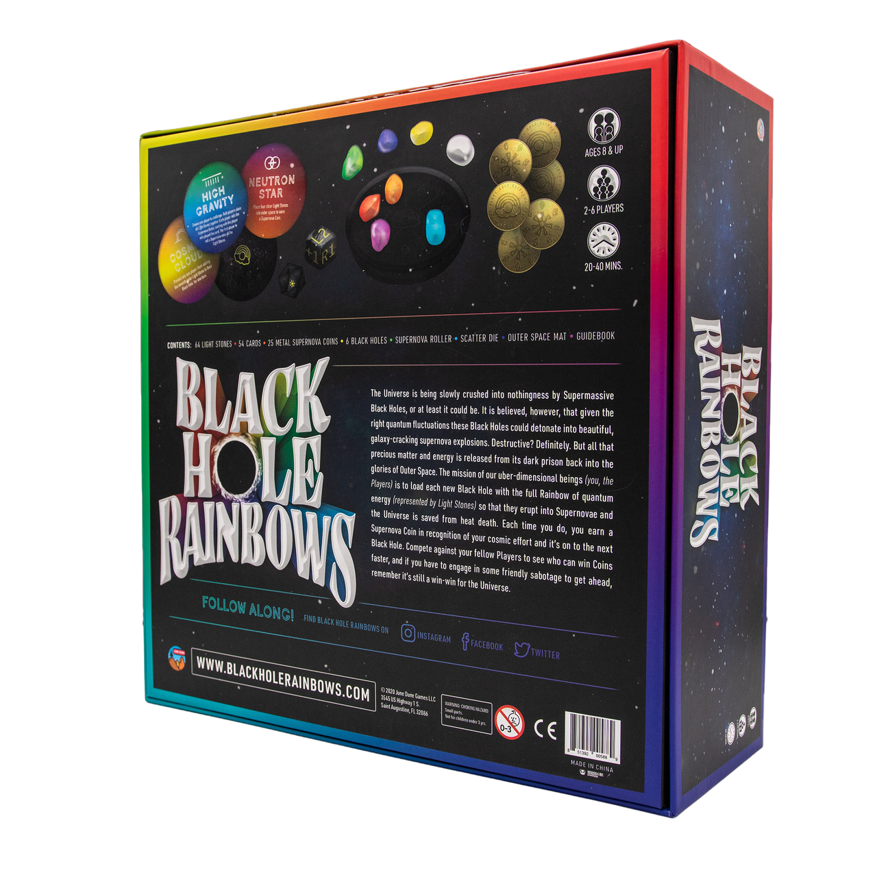 Black Hole Rainbows Board Game Box Back