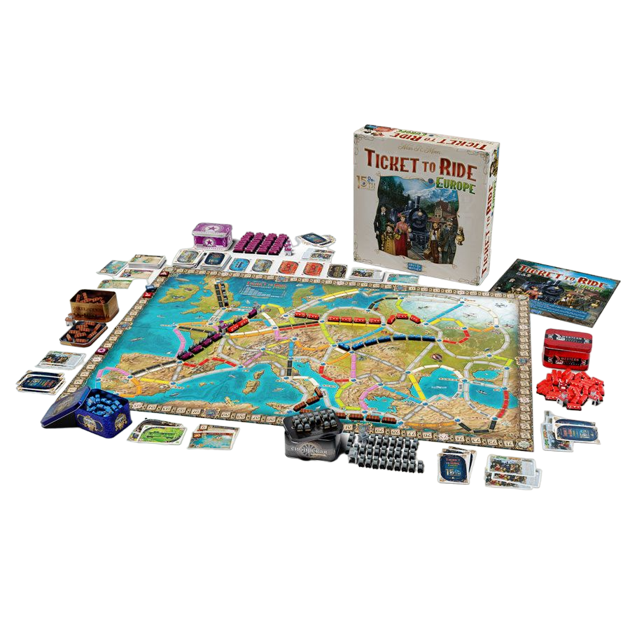 Ticket to Ride: Europe - 15TH Anniversary Edition family strategy board game expansion play set up