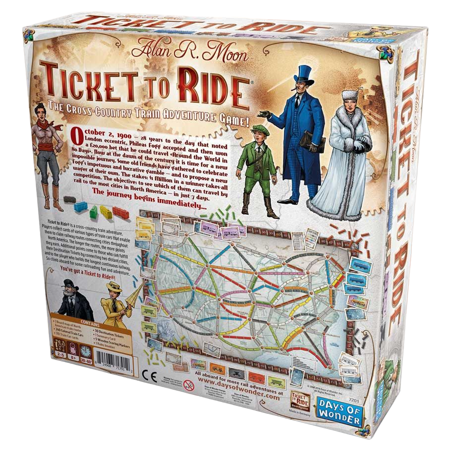 Ticket to Ride family strategy board game box back