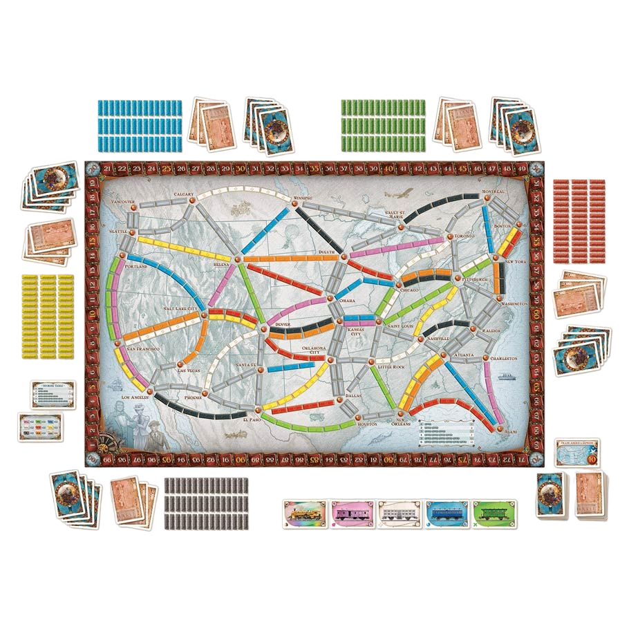 Ticket to Ride family strategy board game play set up