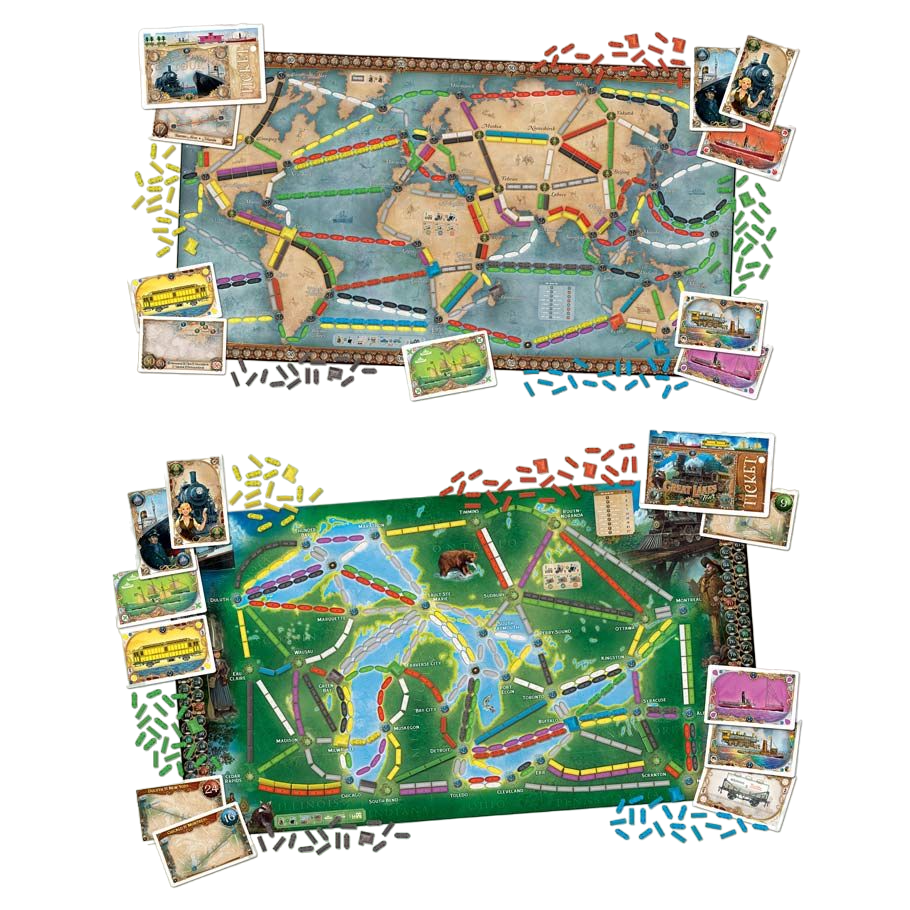 Ticket to Ride: Rails and Sails family strategy board game play set up