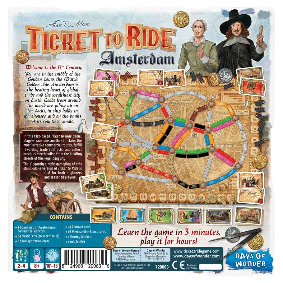 Ticket to Ride: Amsterdam family strategy board game expansion box back