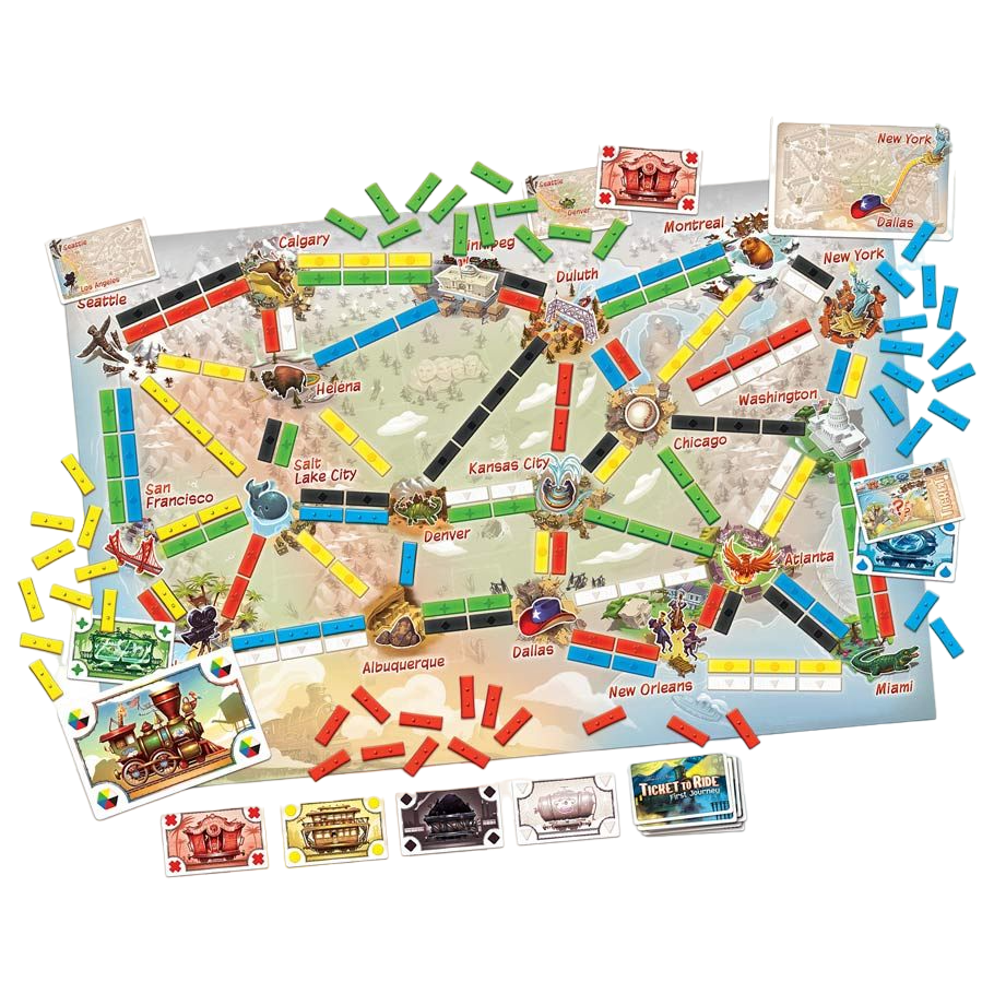 Ticket to Ride: First Journey family strategy board game play set up