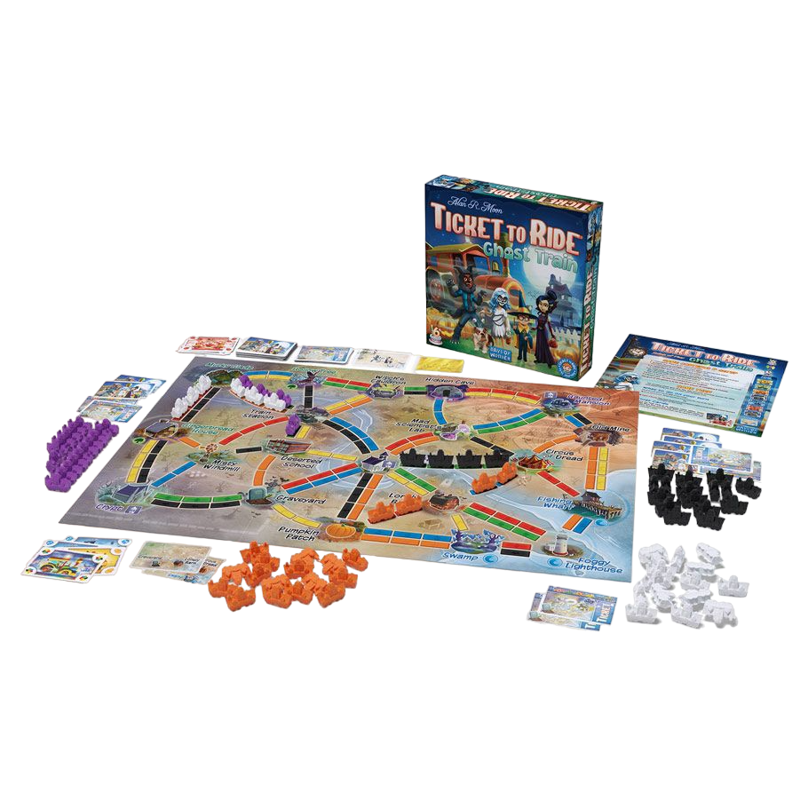 Ticket to Ride: Ghost Train family strategy board game play set up