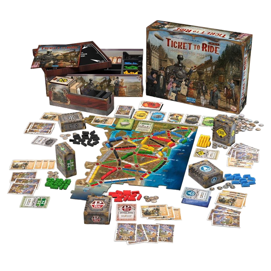 Ticket to Ride legacy legends of the west family strategy board game play set up