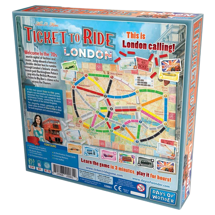 Ticket to Ride: London family strategy board game box back