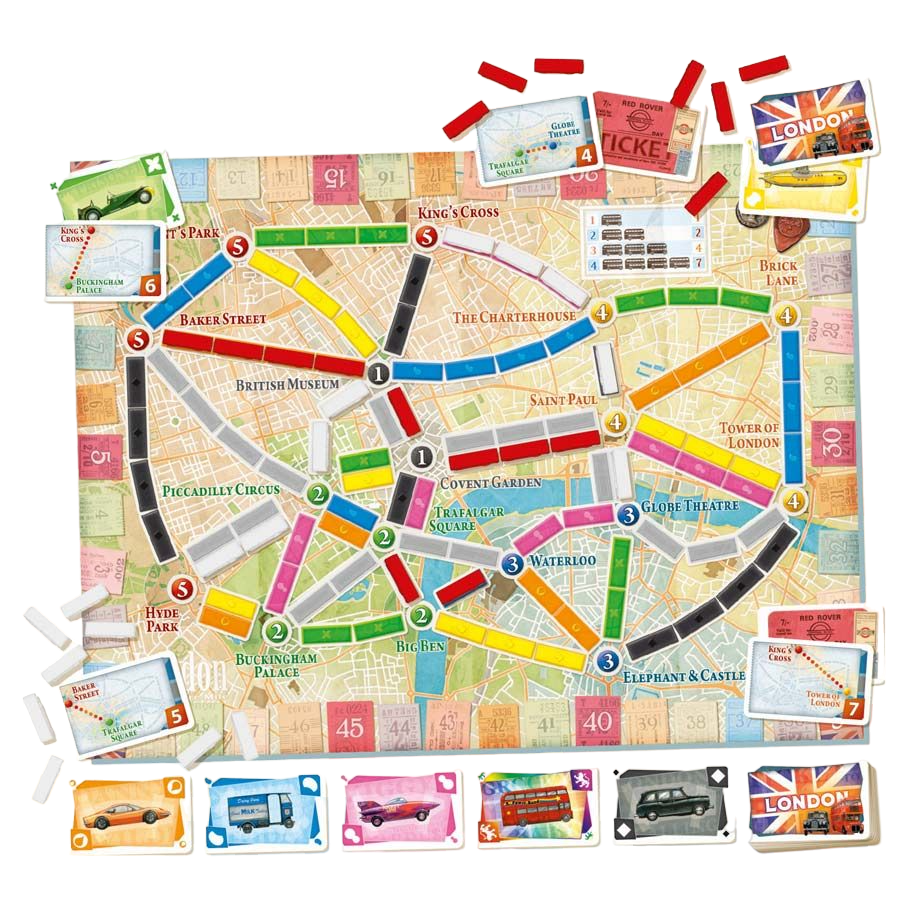 Ticket to Ride: London family strategy board game play set up