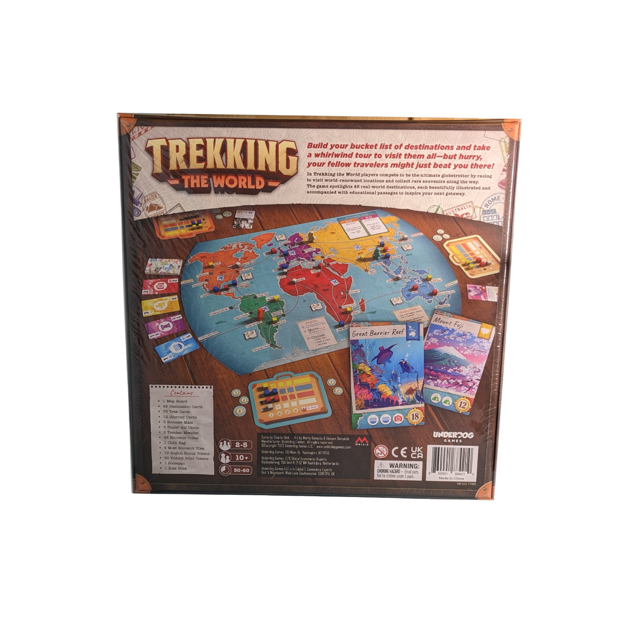 Trekking the World family adventure educational board game box back