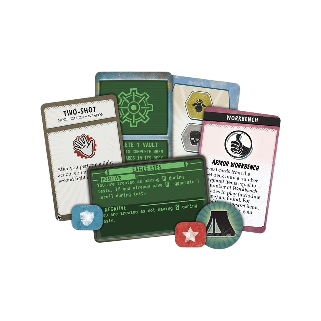 Fallout: Atomic Bonds Board Game Co-Op Upgrade Cards and Tokens