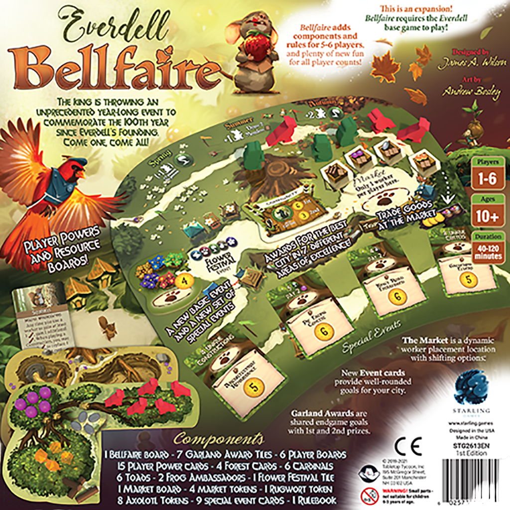 Everdell: Bellfaire Expansion Family Strategy Board Game Box Back