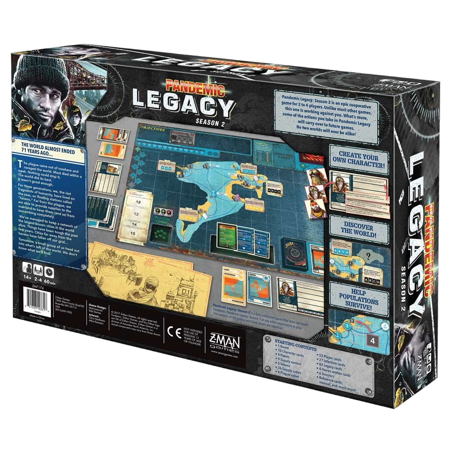 Pandemic: Legacy Season 2 black cooperative sickness board game box back