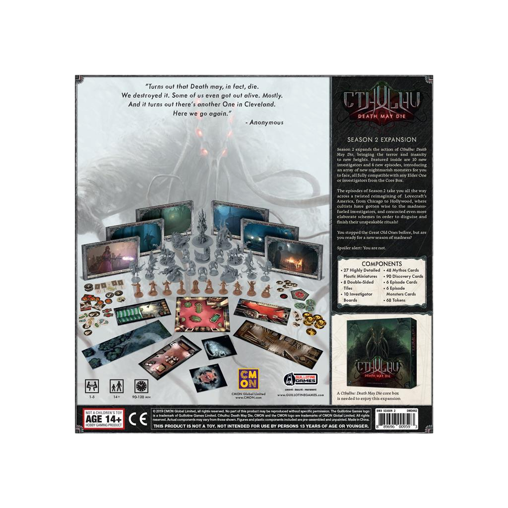 Cthulhu: Death May Die - Season 2 Board Game Expansion Box Back