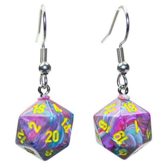 Hook Earrings Festive Mosaic Mini d20 Pair