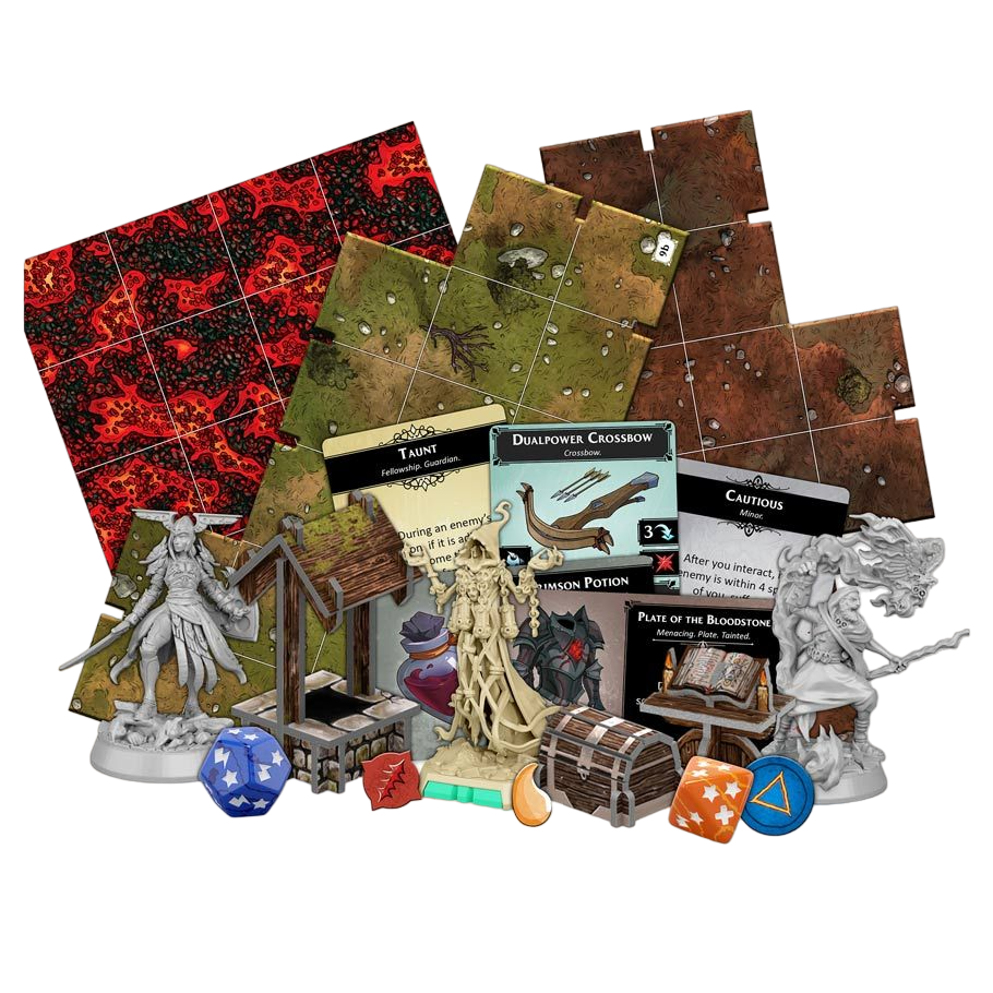 Descent: Legends of the Dark Board Game Pieces and Map