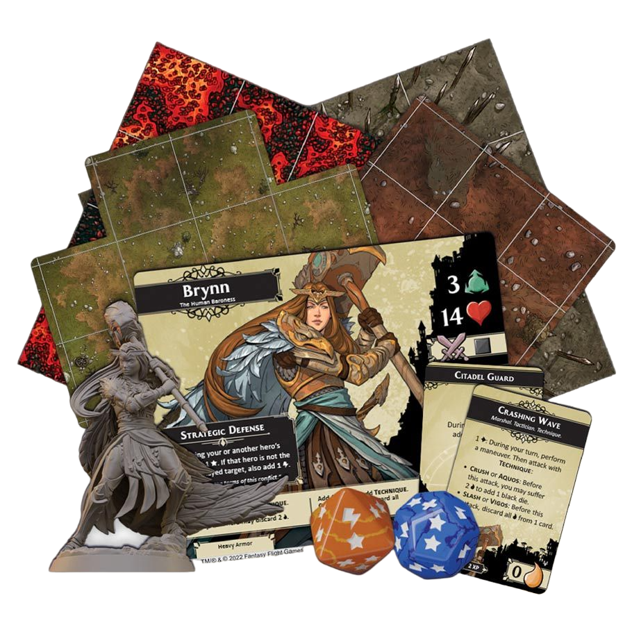 Descent: Legends of the Dark - The Betrayer's War Expansion Components Dice Cards and Map