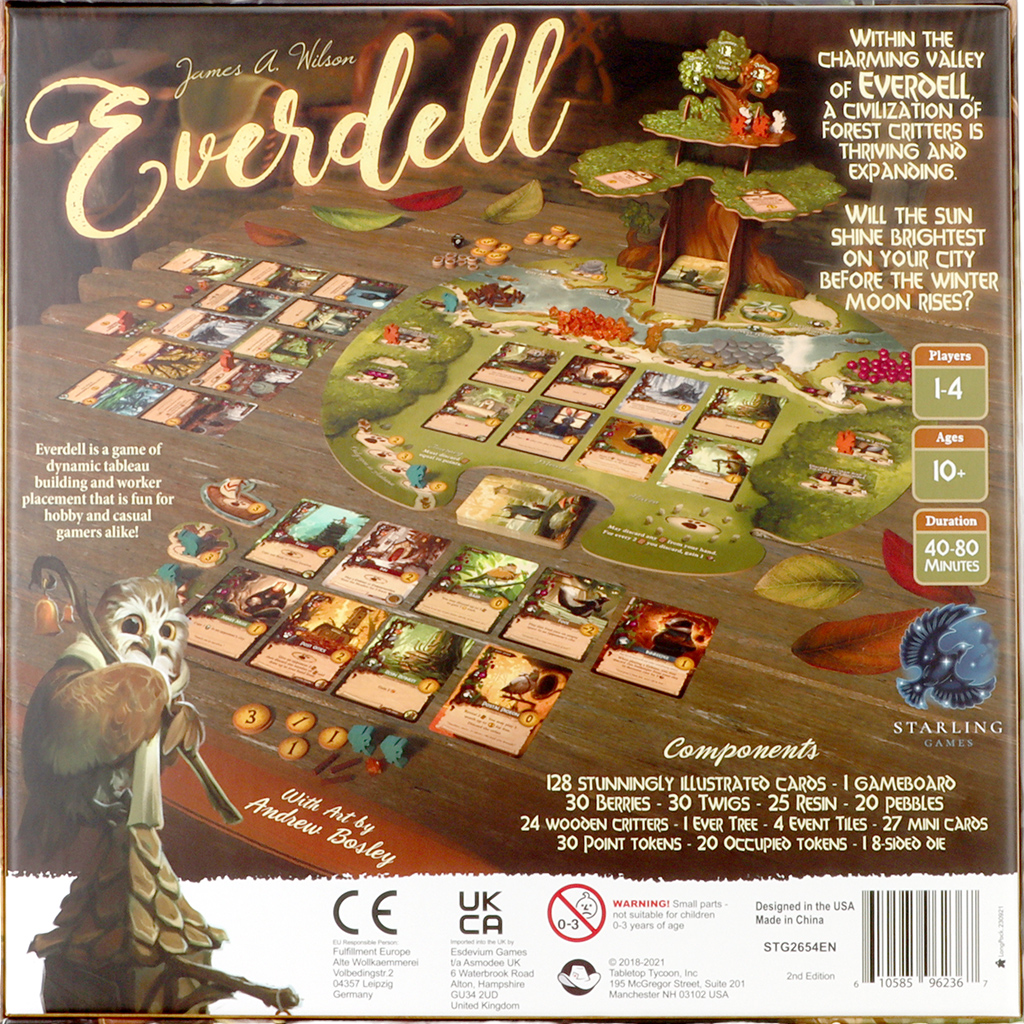 EverdellFamily Strategy Board Game Box Back