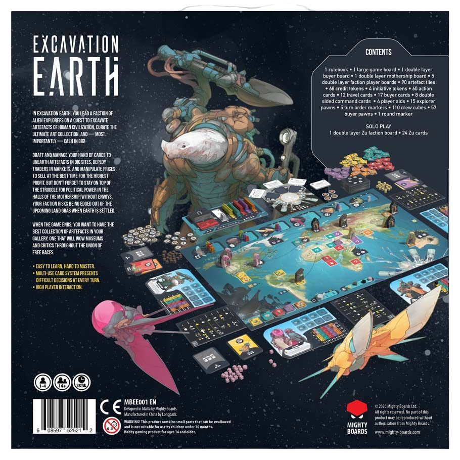 Excavation Earth Board Game Box Back