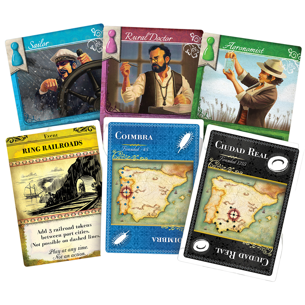 Pandemic: Iberia historical disease curing board game character cards