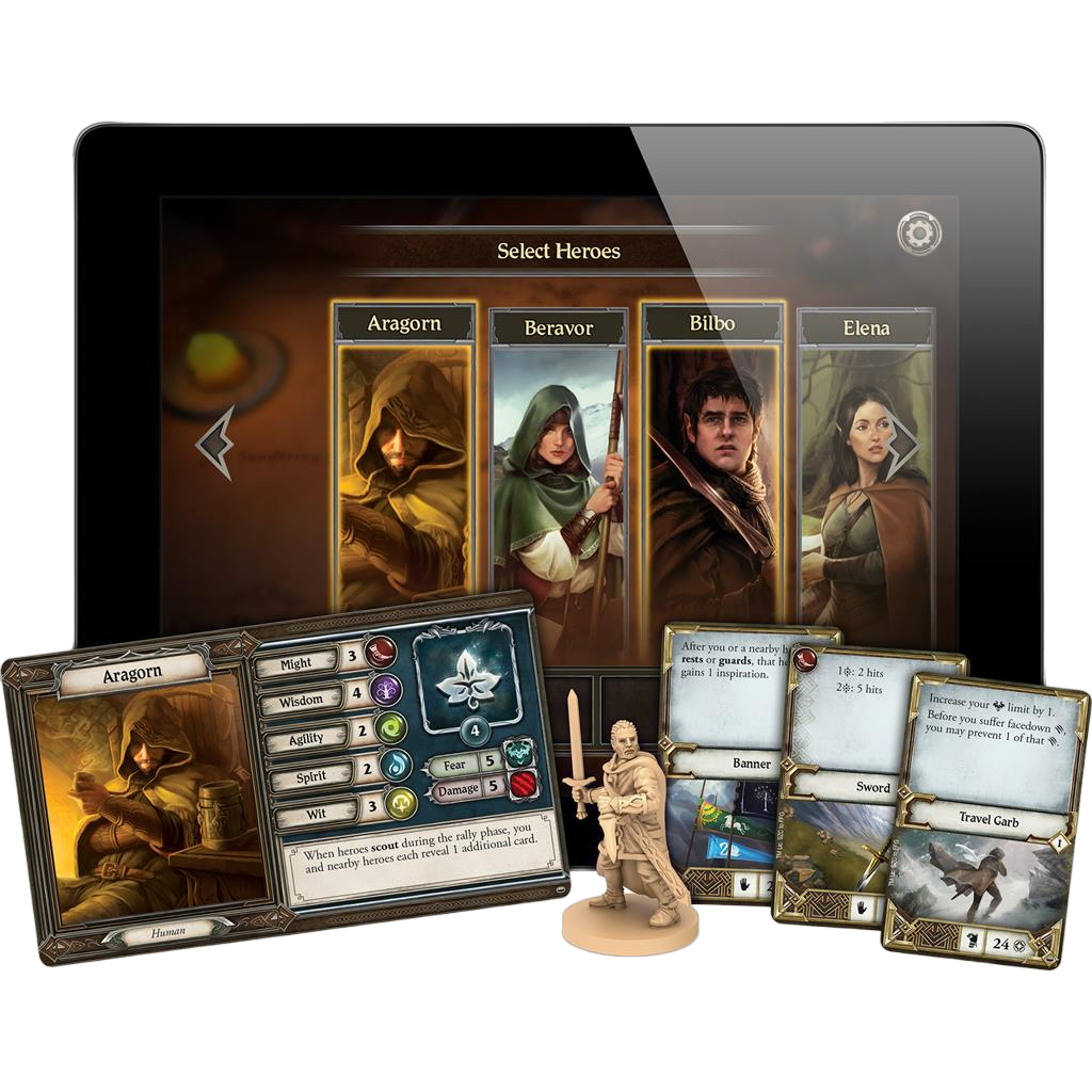Lord of the Rings: Journeys in Middle Earth cooperative app driven board game on tablet