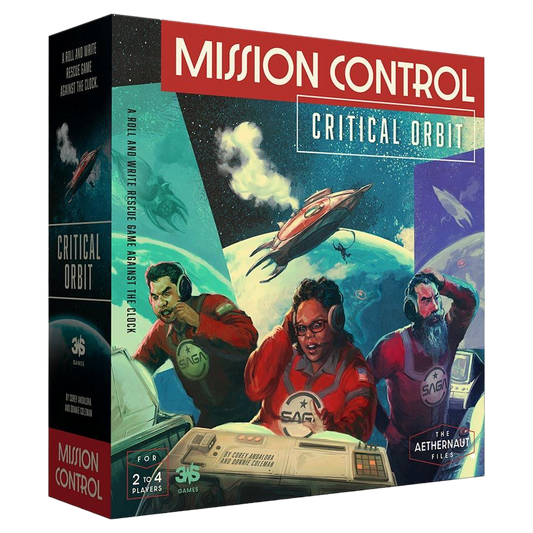 Mission Control: Critical Orbit cooperative, roll and write board game box front