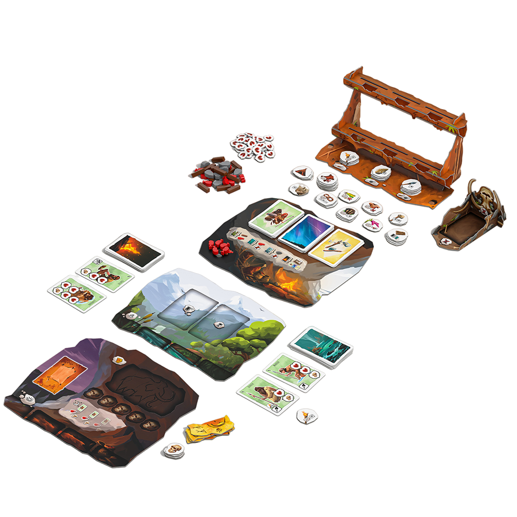 Paleo cooperative strategy board game play setup