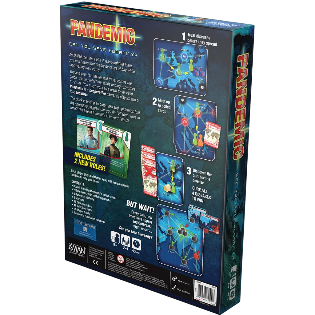 Pandemic cooperative disease cure board game box back