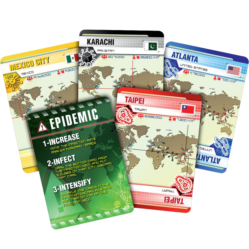 Pandemic cooperative disease cure board game city and epidemic cards