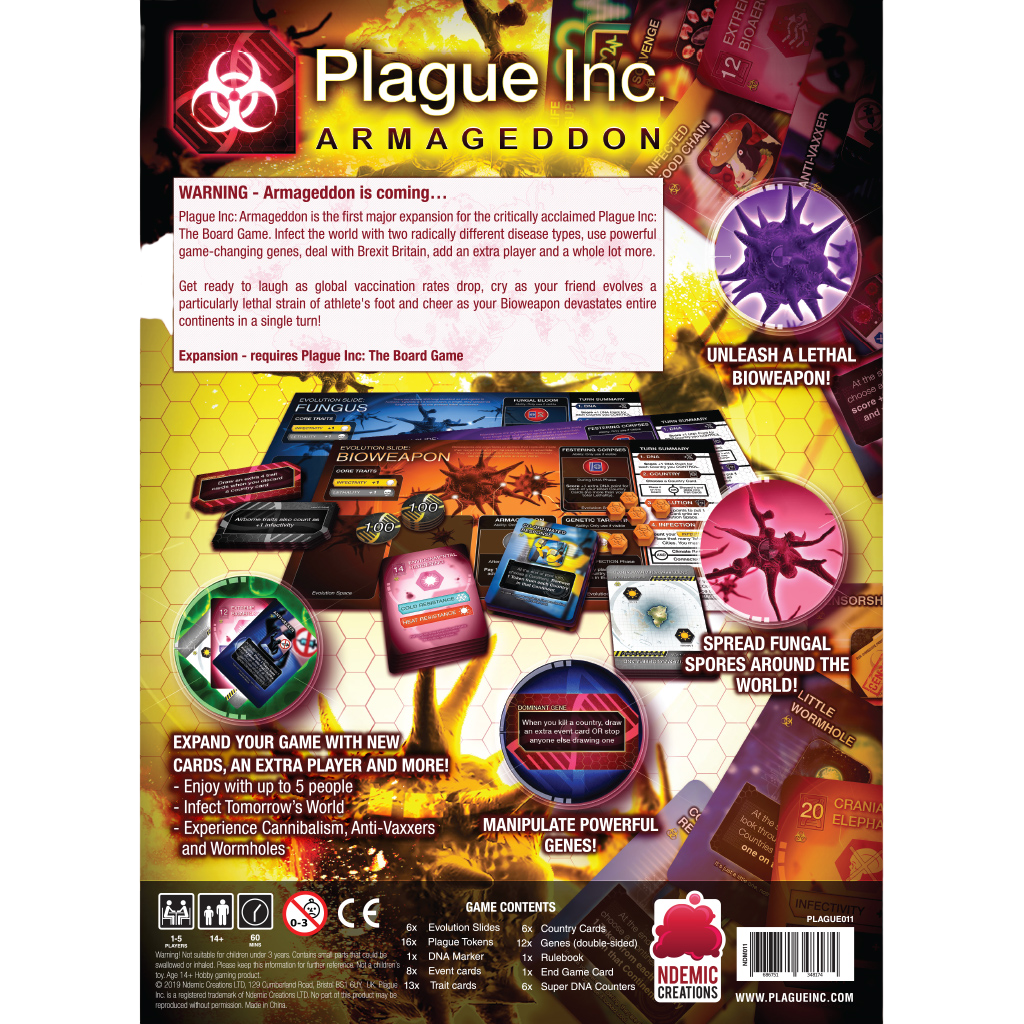 Plague Inc: Armageddon strategic board game Expansion box back