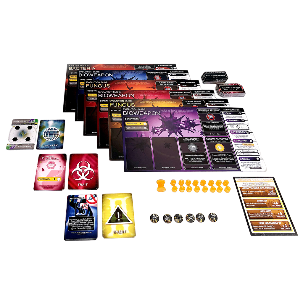 Plague Inc: Armageddon strategic board game Expansion mats cards and tokens