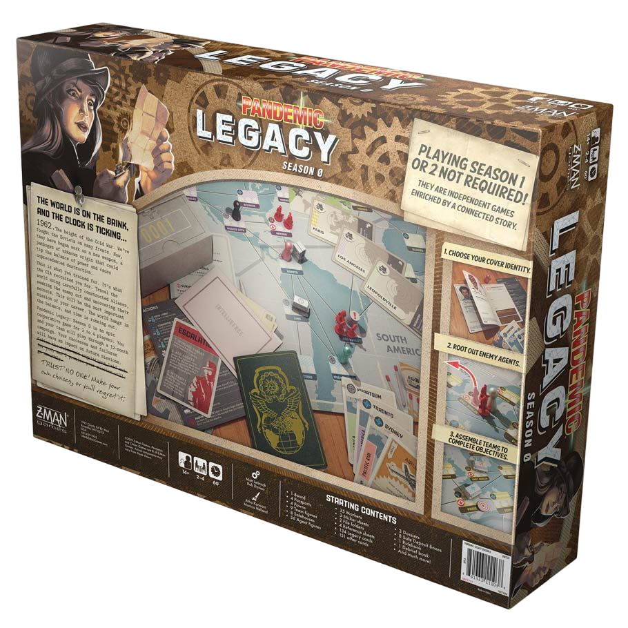 Pandemic: Legacy Season 0 cooperative sickness board game box back