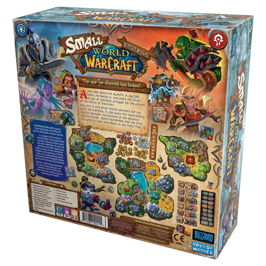 Small World of Warcraft fantasy themed strategy board game box back