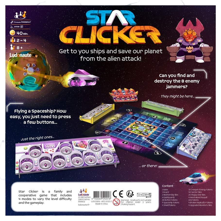 Star Clicker space battle board game box back