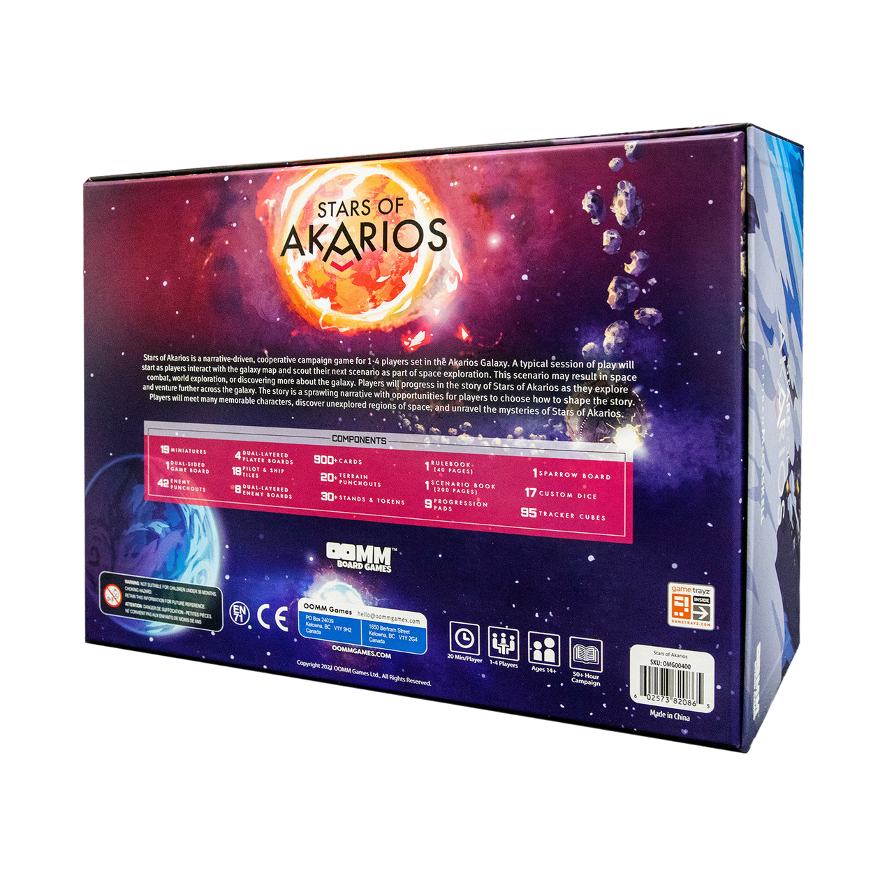 Stars of Akarios cooperative tabletop strategy board game box Back