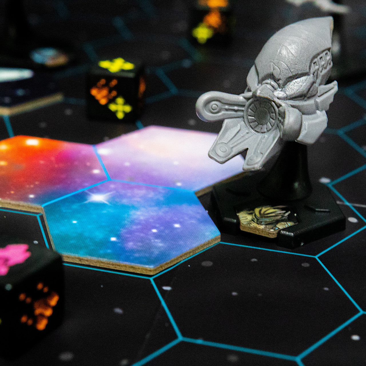 Stars of Akarios cooperative tabletop strategy board game ship close up