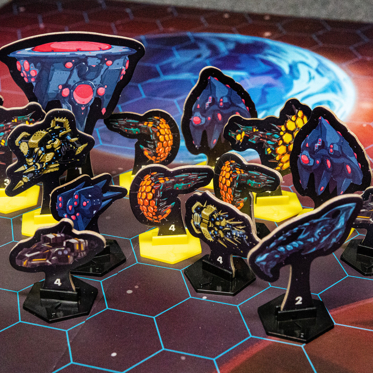Stars of Akarios cooperative tabletop strategy board game stand ups