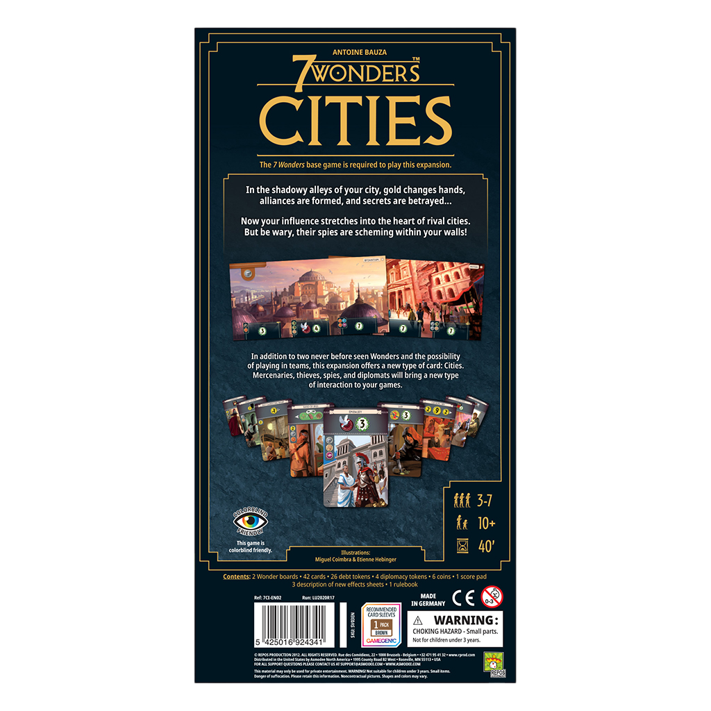 7 Wonders: Cities Board Game Expansion Box back